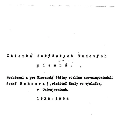 Kniha: Zbierka dekýšskych ľudových piesní