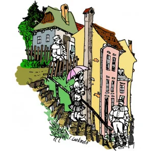 Vchod z ulice na druhé poschodie